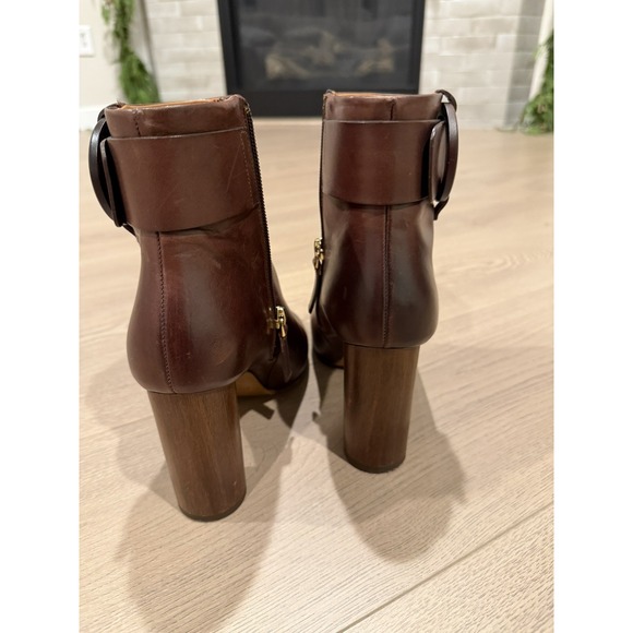 Sezane Sara High Booties Ankle Heeled Boots Size 38 7 Brown Leather - Picture 10 of 12